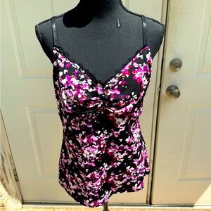 White House Black Market, Cami, Burgundy, Black, Pink & White, Size Large